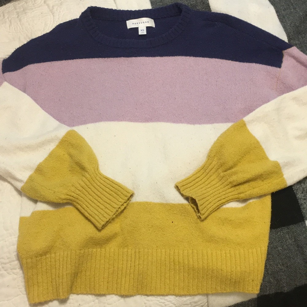 Color block Ballon sleeve sweater